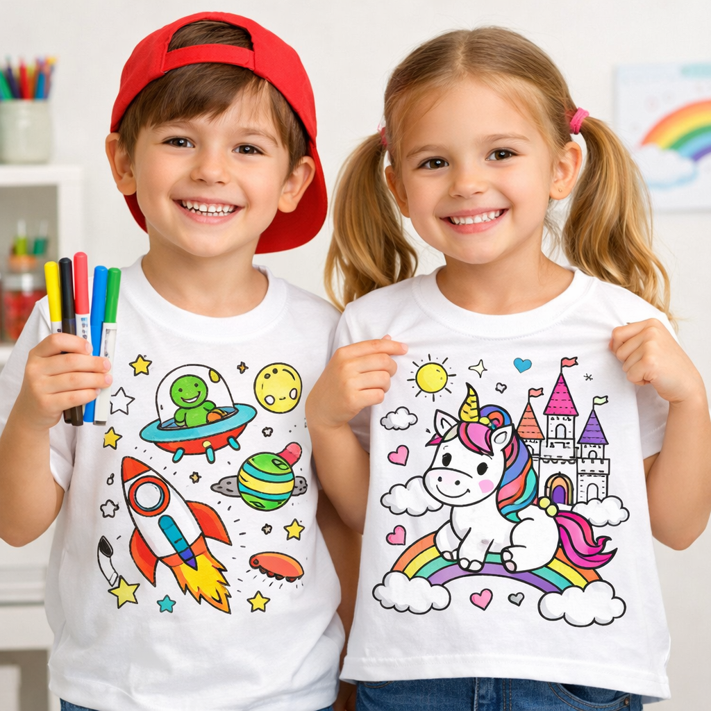 Washable Coloring T- Shirt with Pens