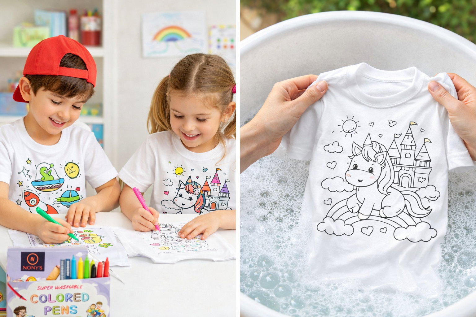 Washable Coloring T- Shirt with Pens